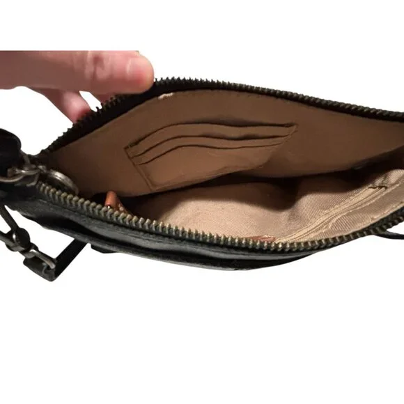 The Sak Black Leather Crossbody Bag Purse Studded Adjustable Removable Strap - Picture 4 of 13